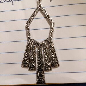 Silvertone 3 1/4" pierced tassel dangle earrings